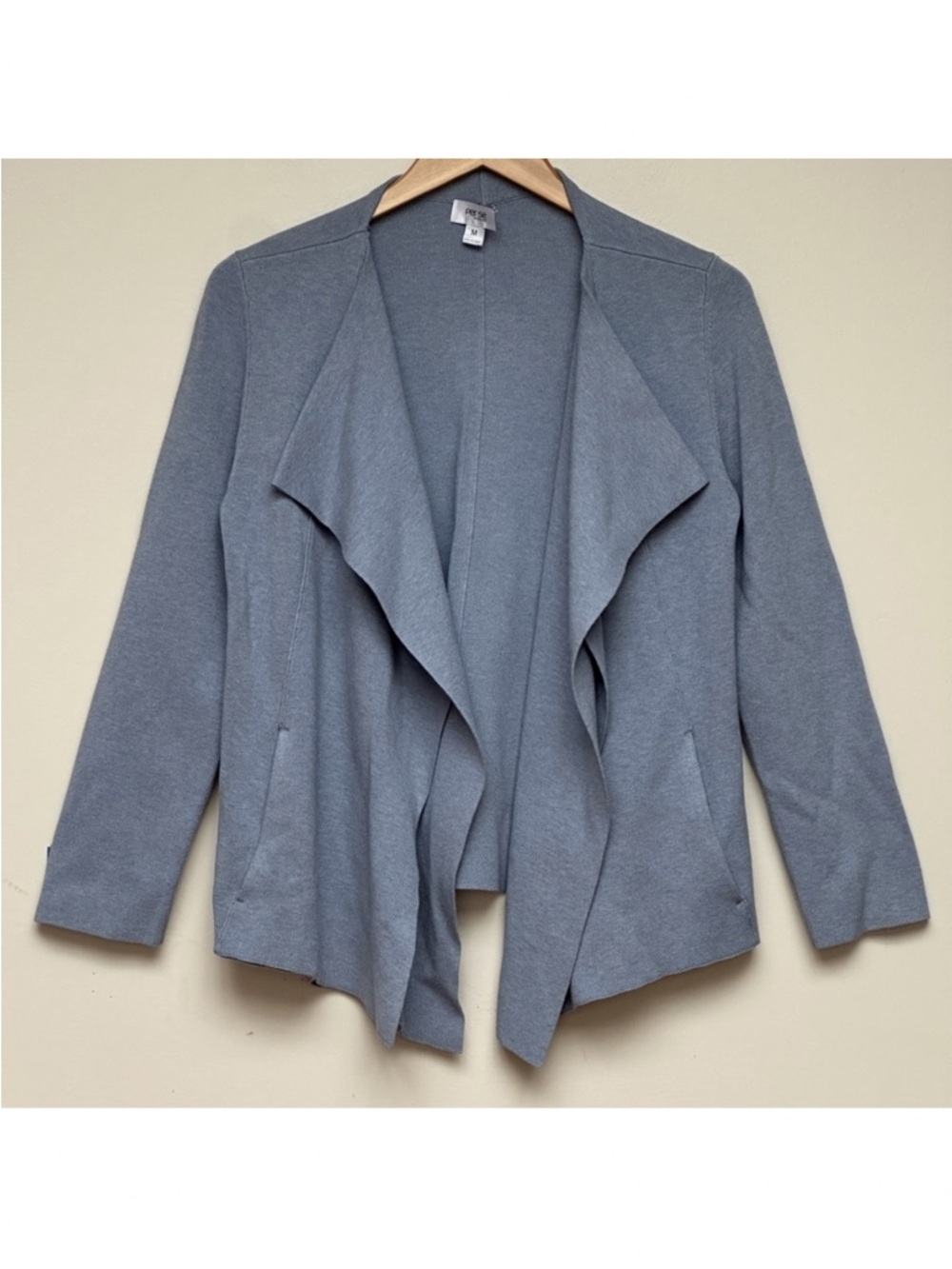 Per Se by Carlisle Cardigan Draped Open‎ Front Blue Size Medium